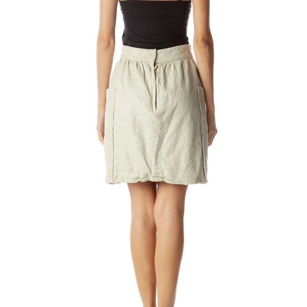 Cartonnier Beige Linen Pocketed Mini Skirt - Picture 3 of 3